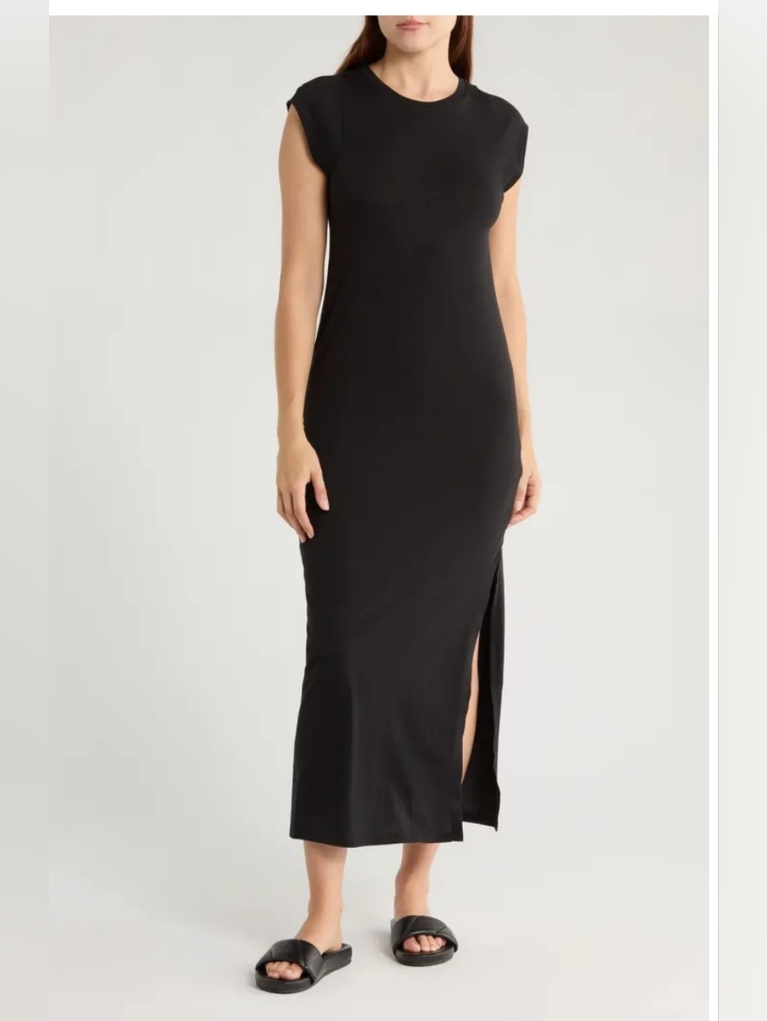 Nwt Frame Muscle Midi Dress Xs Black Minimalist City Casual #1010